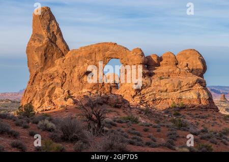 États-Unis, Utah, Arche de Turret dans le parc national d'Arches. Banque D'Images
