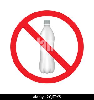 Pas d'icône de ligne de bouteille d'eau en plastique. Logo isolé sur fond blanc. Illustration de Vecteur