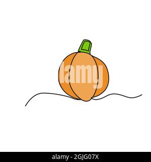 Une ligne continue dessinant des légumes citrouille, isolée sur fond blanc. Concept de saine alimentation. Illustration de Vecteur