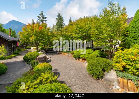 Jardins intérieurs, maisons et jardin dans le Nikkei Internement Memorial Center dédié aux Japonais qui ont été incarcérés pendant la Seconde Guerre mondiale Banque D'Images