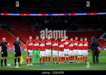 Pologne début XI pendant le match de football Angleterre / Pologne Banque D'Images