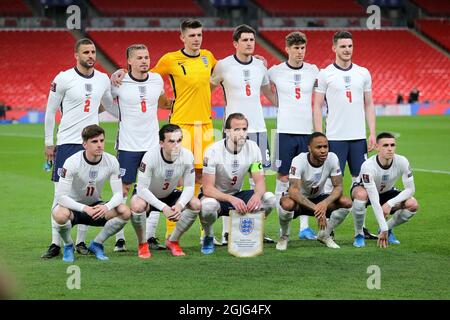 L'Angleterre commence XI pendant le match de football Angleterre / Pologne Banque D'Images