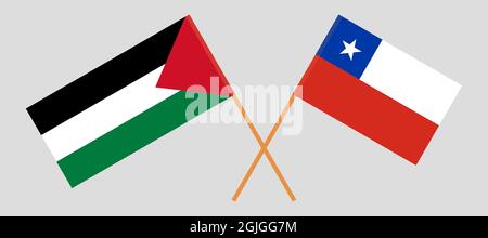 Drapeaux croisés de la Palestine et du Chili Illustration de Vecteur