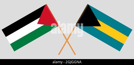 Drapeaux croisés de la Palestine et des Bahamas Illustration de Vecteur