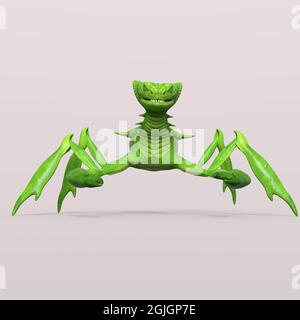illustration 3d d'une mante extraterrestre isolée Banque D'Images