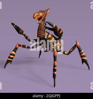 illustration 3d d'une mante extraterrestre isolée Banque D'Images