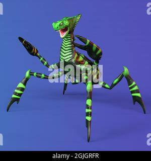 illustration 3d d'une mante extraterrestre isolée Banque D'Images