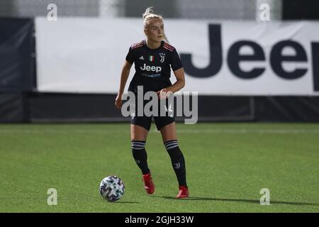 Turin, Italie, 9 septembre 2021. Matilde Lundorf de Juventus lors du match de l'UEFA Womens Champions League au centre d'entraînement de Juventus, à Turin. Le crédit photo devrait se lire: Jonathan Moscrop / Sportimage Banque D'Images