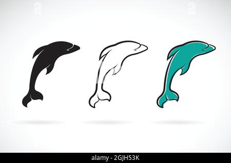 Vecteur de motif dauphin sur fond blanc. Animaux marins. Icône poisson.Illustration vectorielle superposée facile à modifier. Illustration de Vecteur