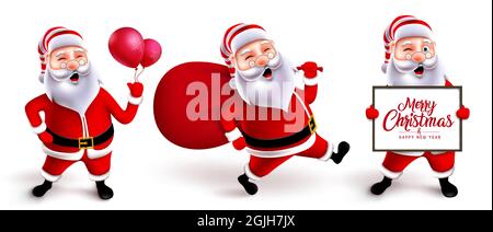 Motif vectoriel de course à pied du Père Noël. Le Père noël arrive au texte de la ville avec le personnage du père noël courant et tenant sac sac de cadeaux pour Noël. Illustration de Vecteur