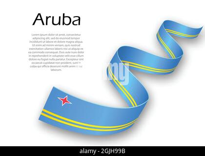 Ruban de tissage ou bannière avec drapeau d'Aruba. Modèle pour la conception de l'affiche du jour de l'indépendance Illustration de Vecteur