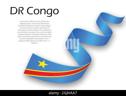 Forme un ruban ou une bannière avec un drapeau de la RD du Congo. Modèle pour la conception de l'affiche de la fête de l'indépendance Illustration de Vecteur