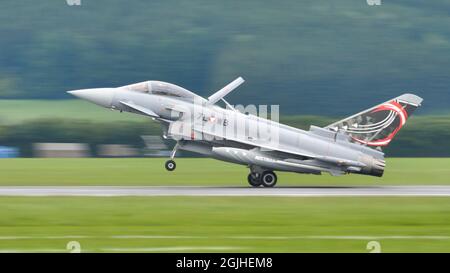 Zeltweg, Autriche 6 SEPTEMBRE 2019 avion de chasse. Vue latérale panoramique. Eurofighter Typhon AFE de l'Armée de l'Air autrichienne Banque D'Images