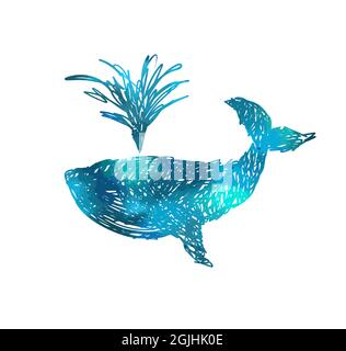 Baleine bleue. Fait à la main. Illustration vectorielle Illustration de Vecteur