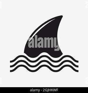 Logo vectoriel abstrait requin-nageoire stylisée sur les vagues Illustration de Vecteur