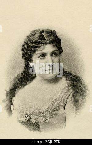 Portrait de la soprano française d'opéra de la fin du XIXe siècle, Marie Rôze-Mapleson (1846-1926), connue simplement sous le nom de Marie Rôze, qui fit ses débuts d'opéra à Paris en 1865 et fut ensuite populaire au Royaume-Uni et aux États-Unis, en tournée dans les deux pays avec la Carl Rosa Opera Company. Banque D'Images