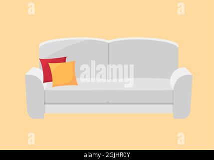Canapé blanc isolé sur blanc. Icône de canapé pour la maison intérieure. Illustration de Vecteur