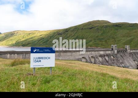 Barrage de Lubreoch et Loch Lyon - partie du programme d'énergie hydroélectrique de Breadalbane, Glen Lyon, Perthshire, Écosse, Royaume-Uni Banque D'Images