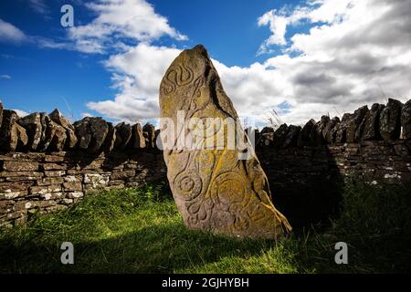 La Pierre de Serpent, une des pierres sur pied d'Aberlemno à Angus, en Écosse Banque D'Images