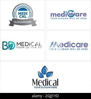Tableau de soins médicaux flèche feuille emblème logo design Illustration de Vecteur