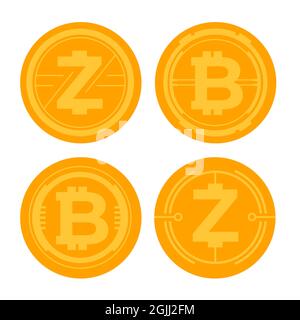 Jeu de modèles de logo bitcoin à motif plat illustration vectorielle. Illustration de Vecteur