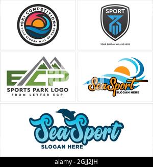 Sport ski mer montagne aventure logo Illustration de Vecteur