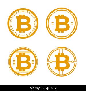 Jeu de modèles de logo bitcoin à motif plat illustration vectorielle. Illustration de Vecteur