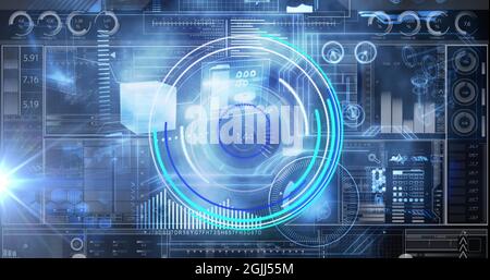 Image de l'acquisition des oscilloscopes et du traitement des données sur écran numérique Banque D'Images