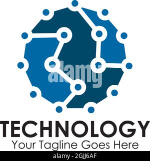 Logo de technologie avec illustration de modèle vectoriel d'élément de circuit Illustration de Vecteur