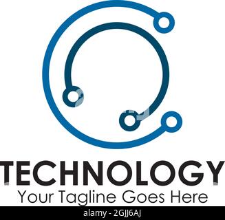Logo de technologie avec illustration de modèle vectoriel d'élément de circuit Illustration de Vecteur
