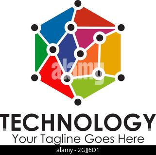 Logo de technologie avec illustration de modèle vectoriel d'élément de circuit Illustration de Vecteur