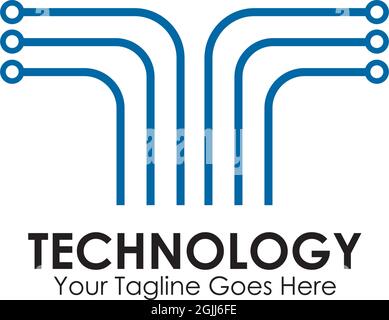 Logo de technologie avec illustration de modèle vectoriel d'élément de circuit Illustration de Vecteur
