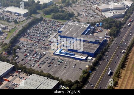 Vue aérienne du magasin Warrington IKEA Banque D'Images