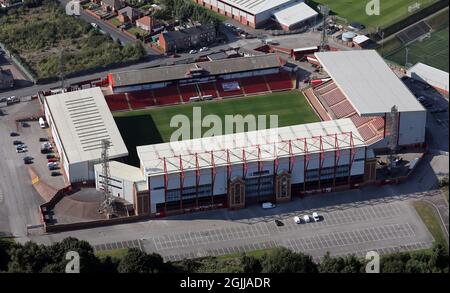 Vue aérienne du stade Oakwell du Barnsley FC Banque D'Images