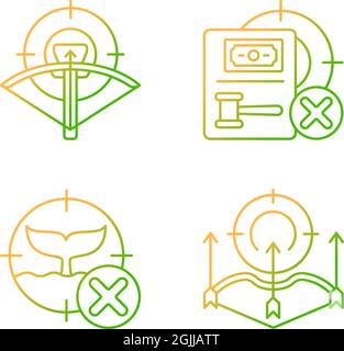 Dispositions et restrictions de chasse ensemble d'icônes de vecteur linéaire de gradient Illustration de Vecteur