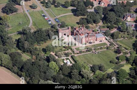 Vue aérienne depuis l'ouest du Prieuré de Hodsock, lieu de mariage, près de Blyth, Worksop Banque D'Images