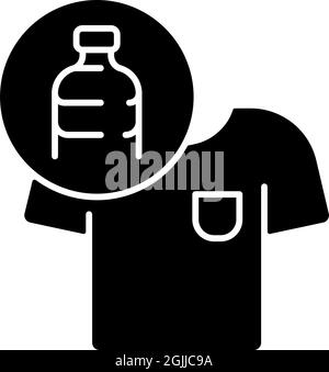 Vêtements fabriqués à partir de bouteilles en plastique, symbole en glyphe noir Illustration de Vecteur