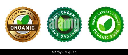 étiquette autocollante pour aliments biologiques frais de la nature dans le graphique isolé du vecteur d'emballage alimentaire Illustration de Vecteur
