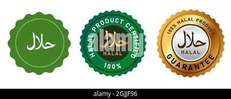 Halal vecteur alimentaire isolé simple à doré brillant signe symbole badge design Premium ensemble collection Illustration de Vecteur