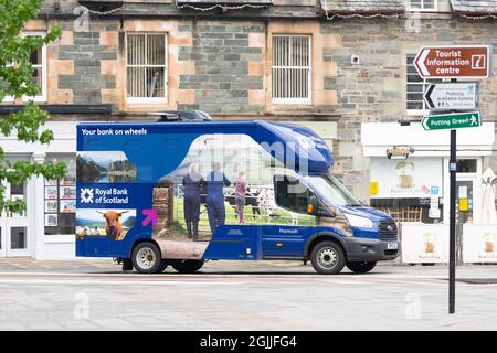 RBS Royal Bank of Scotland : fourgonnette mobile garée à Aberfeldy, Perth et Kinross, Écosse, Royaume-Uni Banque D'Images