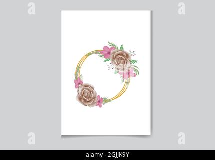 Magnifique motif Digital peint à la main, aquarelle féminine, cadre floral de qualité supérieure Illustration de Vecteur