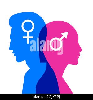 Querelle ou divorce entre l'homme et la femme. Thérapie de couple marié. Questions de genre. Psychologie des relations. Conflit dans le mariage. Illustrateur vectoriel Illustration de Vecteur