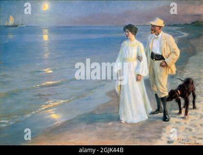 Soirée d'été sur la plage de Skagen. Le peintre et son épouse par Peder Severin Krøyer (1851-1909), 1899 Banque D'Images