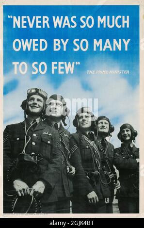 « jamais tant de gens n'ont dû autant à si peu » affiche de la Seconde Guerre mondiale Banque D'Images
