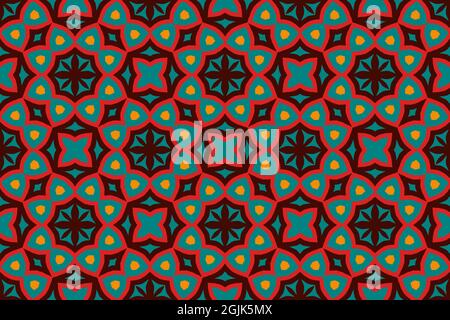 Motif sans couture avec motifs arabes en 4 couleurs Banque D'Images