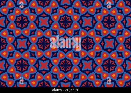 Motif sans couture avec motifs arabes en 4 couleurs Banque D'Images