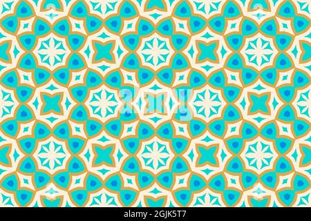 Motif sans couture avec motifs arabes en 4 couleurs Banque D'Images