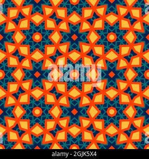 Motif sans couture avec motifs arabes en 4 couleurs Banque D'Images