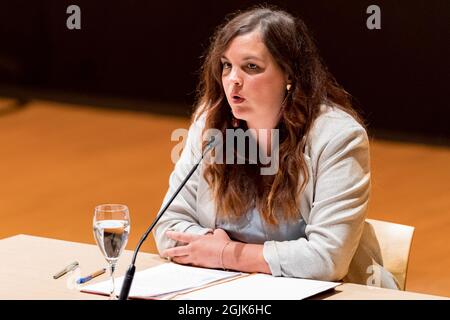 Valence, Espagne. 10 septembre 2021. Sandra Gomez, vice-maire de Valence, prenant la parole au cours de la présentation au Palau des Arts.Goya Awards est un événement annuel de l'Académie des Arts et des Sciences du film d'Espagne, dans le but de récompenser les meilleurs professionnels dans chacune des différentes spécialités du cinéma espagnol. L'événement a été présenté et sa 36e édition aura lieu à l'occasion de la célébration de la fin de l'année Berlanga (fév 12 2022) Credit: SOPA Images Limited/Alamy Live News Banque D'Images