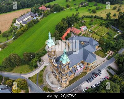 Vue sur la basilique de Vierzehnheiligen Bavière Banque D'Images